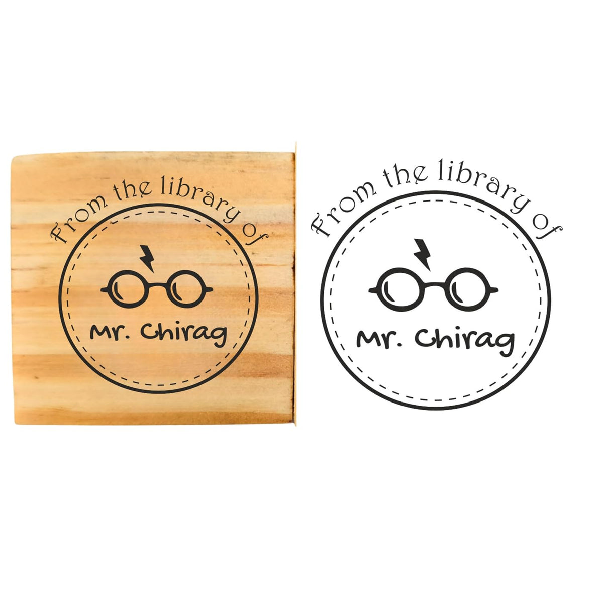 Personalised HP Glasses Wooden Book Stamp