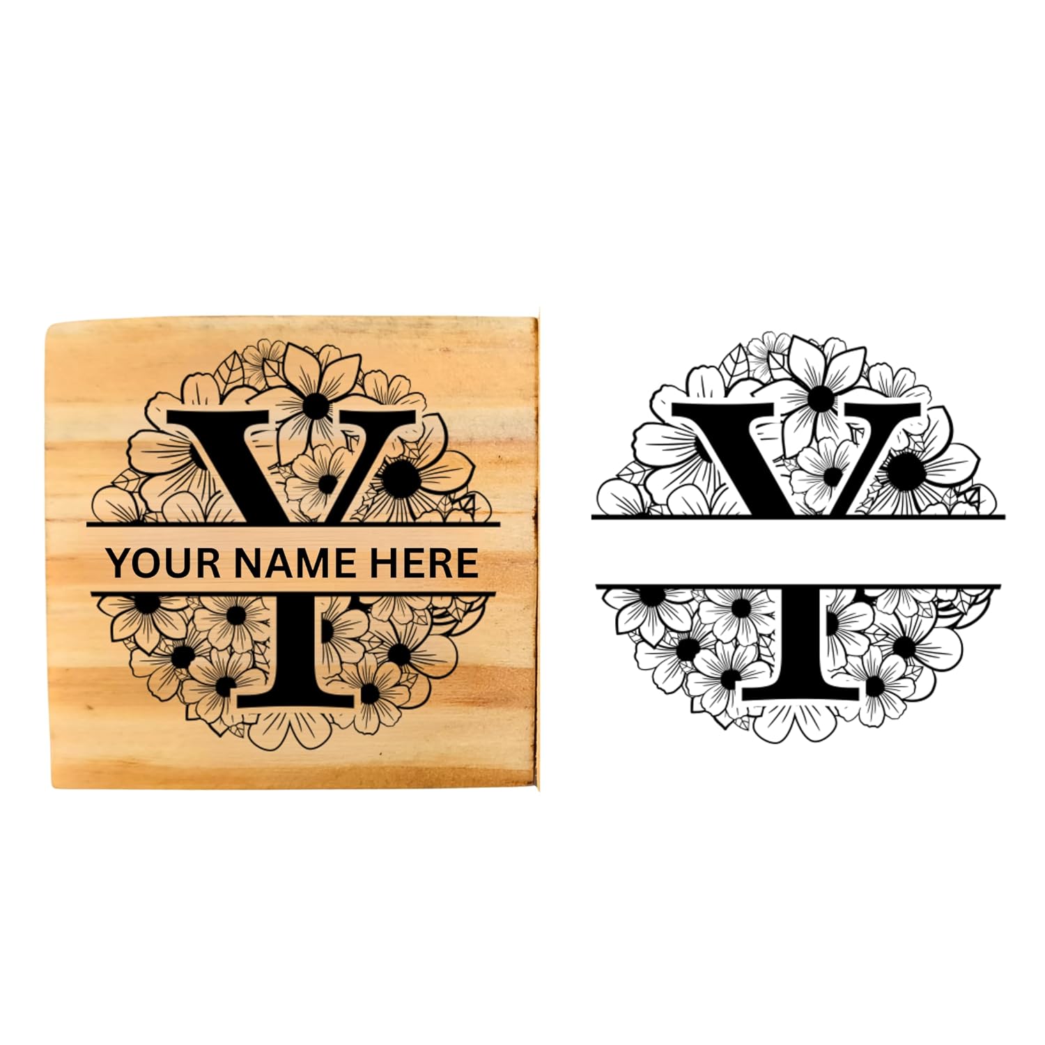 Personalised X INITIAL STAMP Wooden Book Stamp