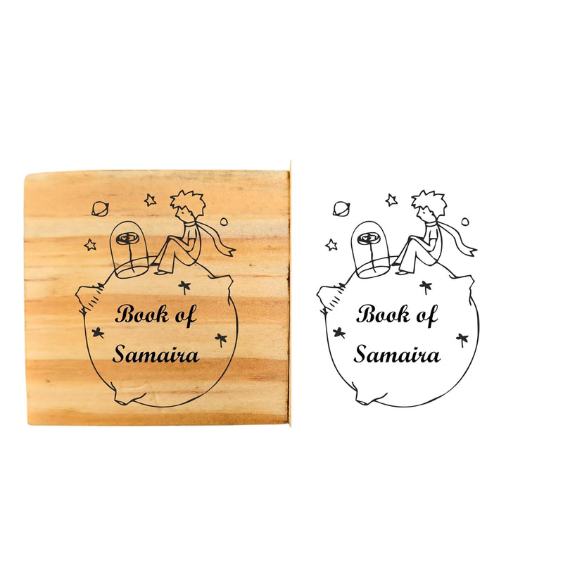 Personalised Out of the World Wooden Book Stamp – 3.5 cm
