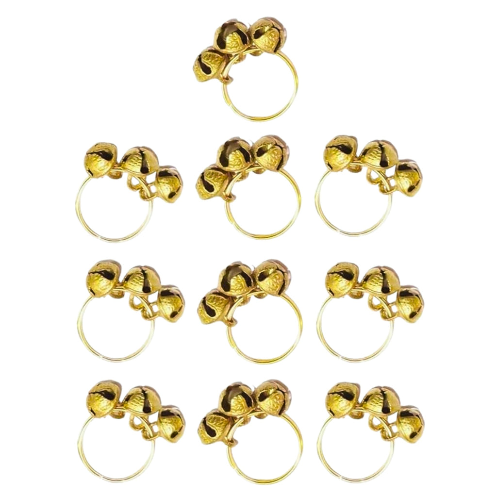 Finger Ring Clapping Ghungroo Golden Silver Kadi Anguthi Brass Small Bells finger cymbals for Bhajan Lord Goddess God Ganesh Ganapati Pooja Aarti (2)