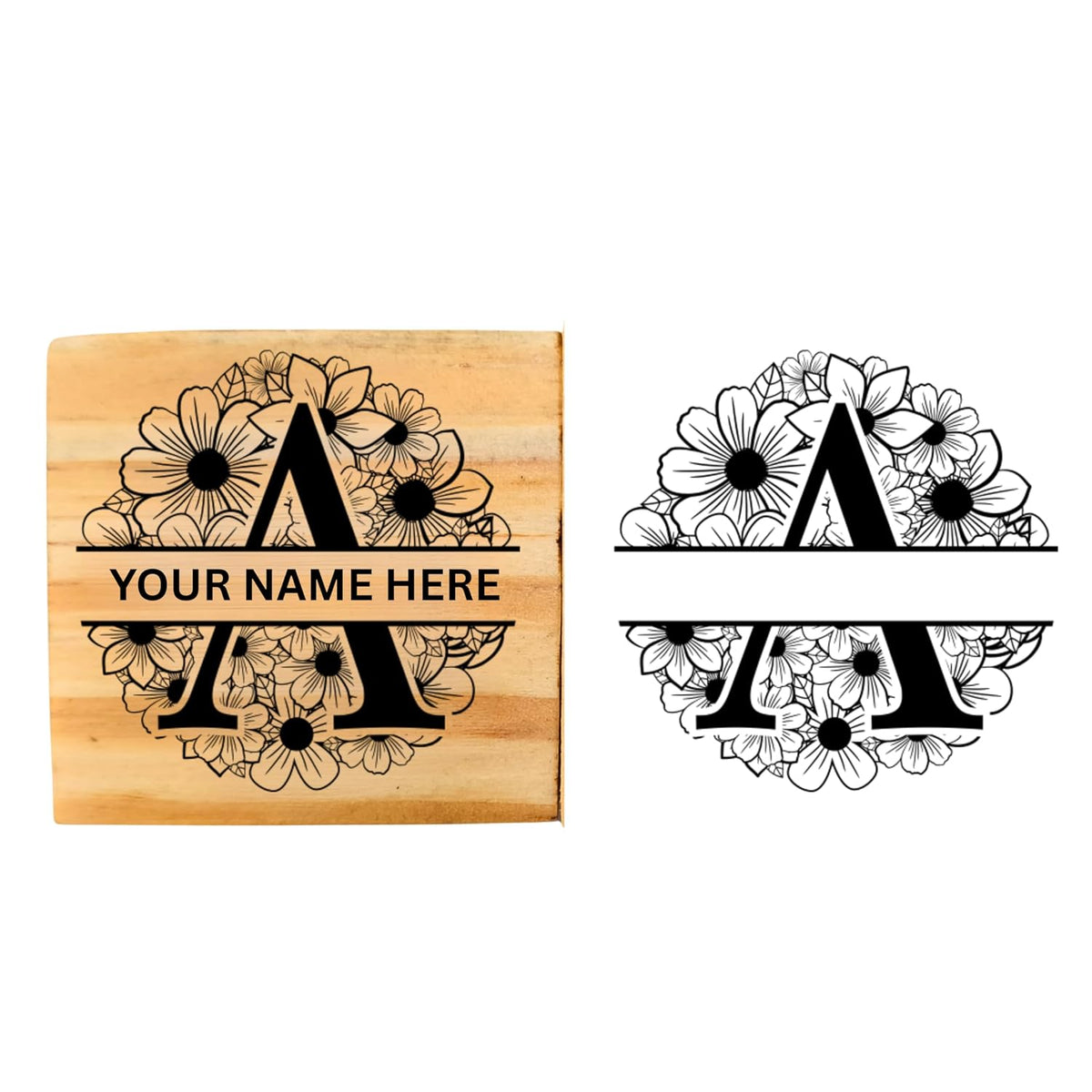 Personalised A Initial Wooden Book Stamp – 3.5 cm