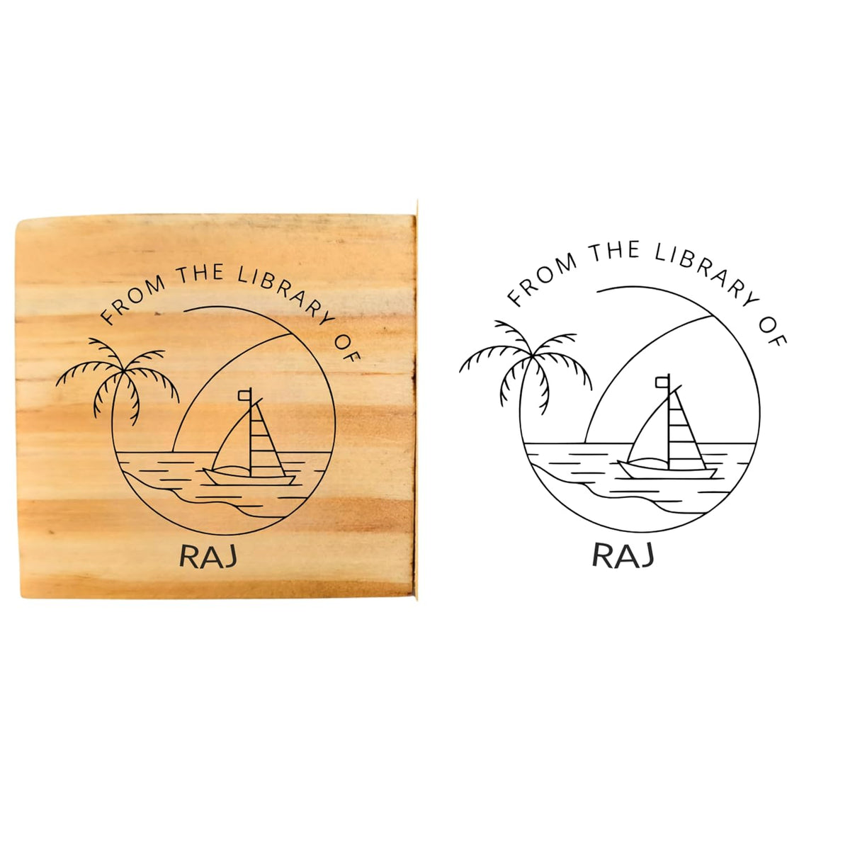 Personalised Beach Reader Wooden Book Stamp – 3.5 cm