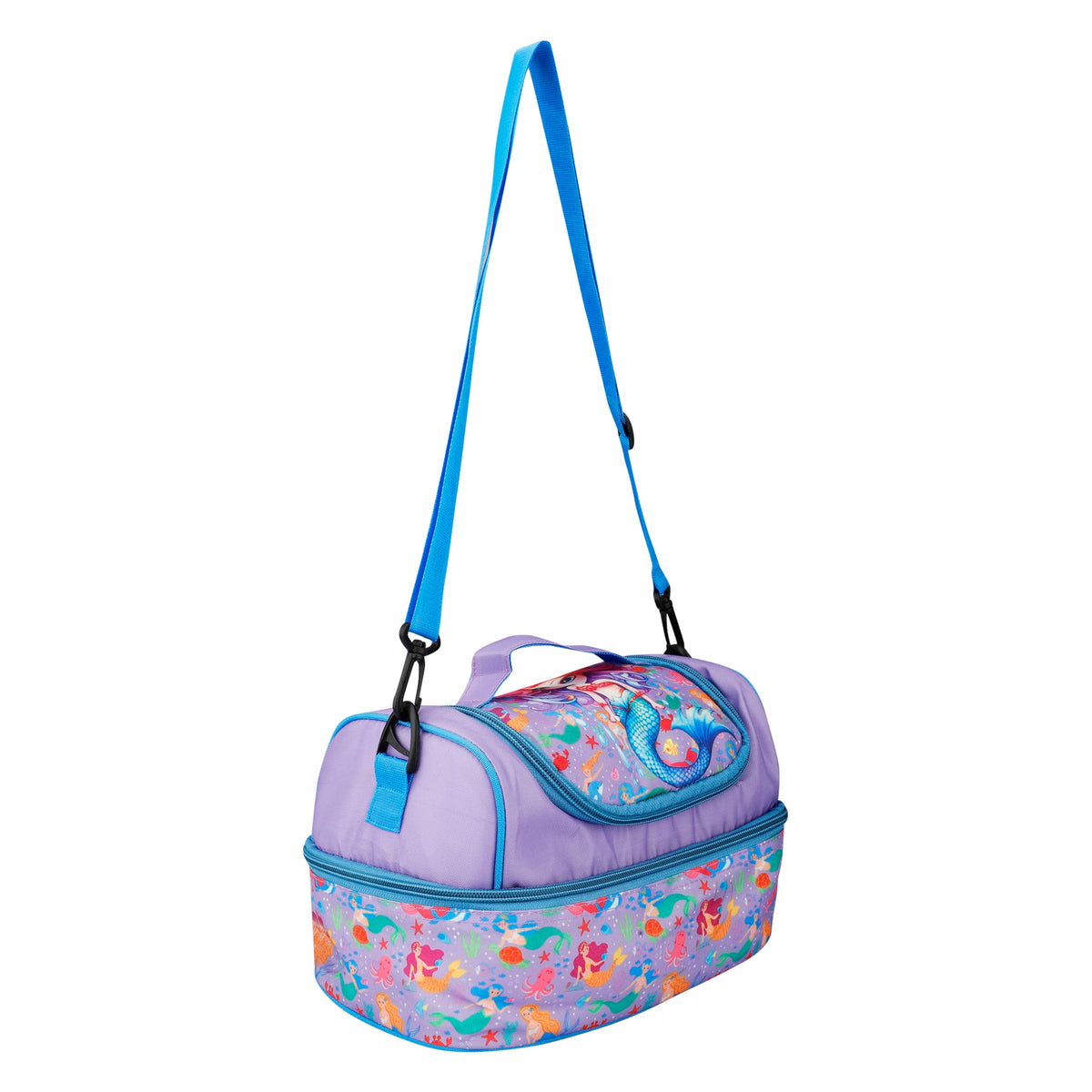 Double Insulated Lunch Bag with Multi Zipper Pockets for School (Mermaid Purple)