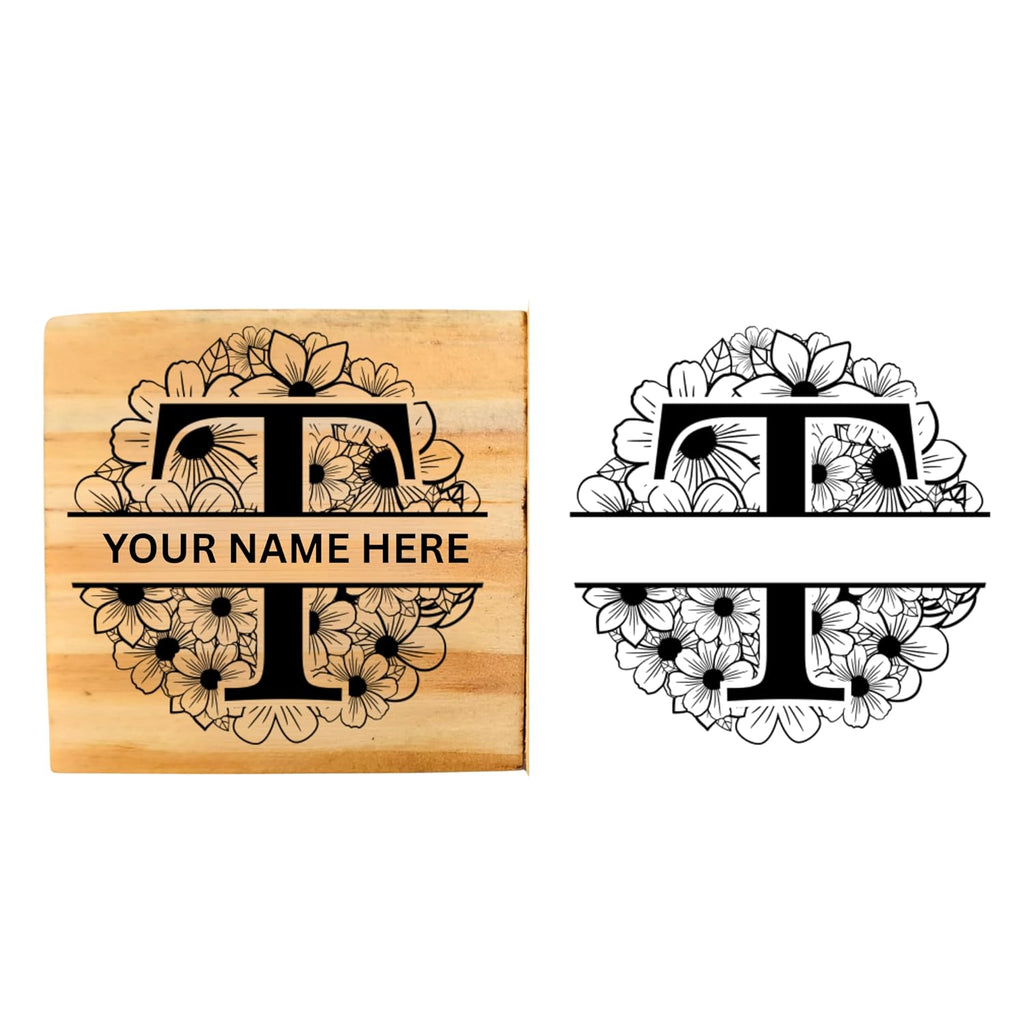 Personalised T INITIAL STAMP Wooden Book Stamp
