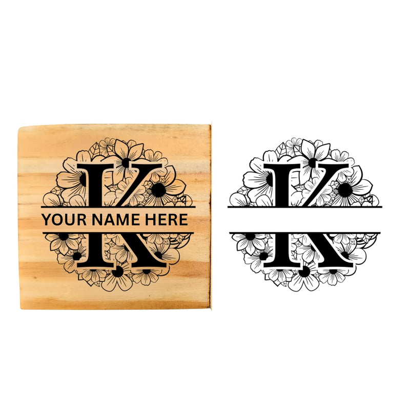 Personalised K Initial Wooden Book Stamp – 3.5 cm