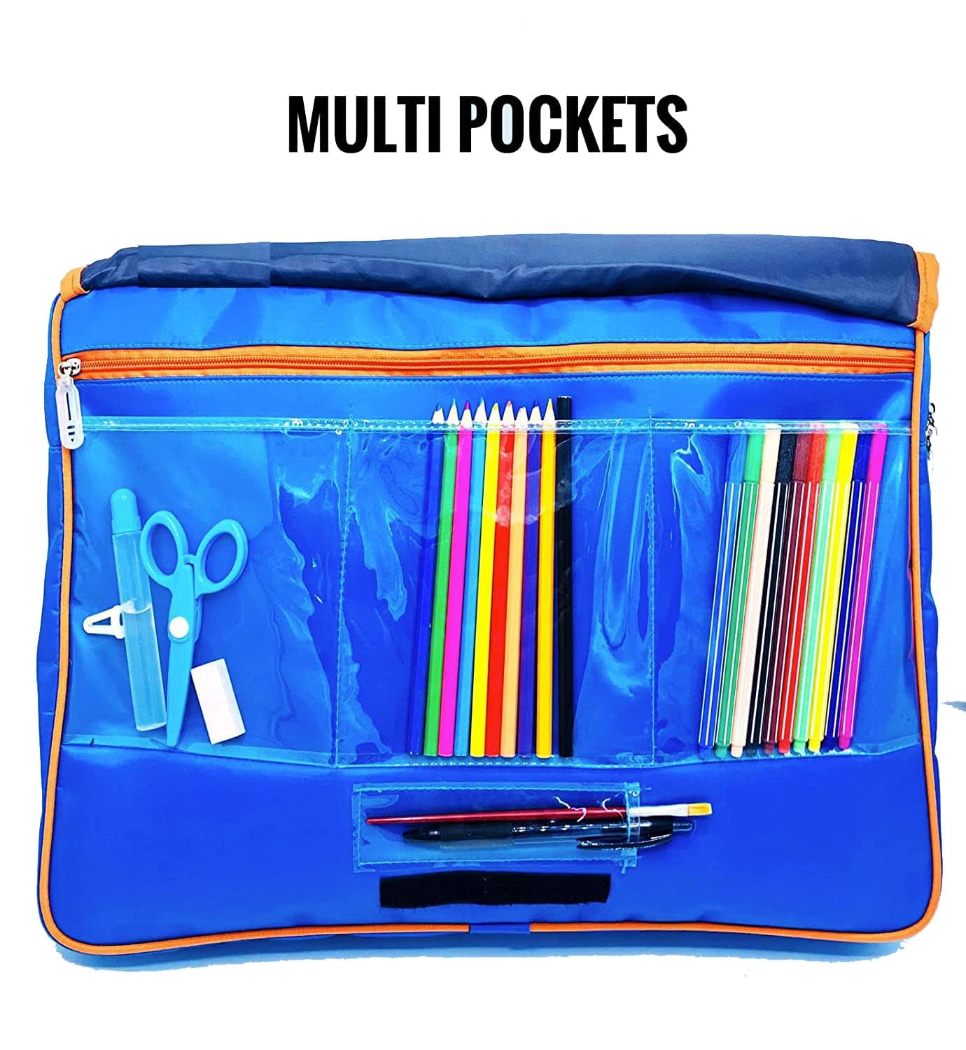 Mermaid A3 Size Drawing Activity Tote Carrying Bags With Multiple Pockets, Made Fro Artist and Drawing Kids Multi Layer  Multicolor