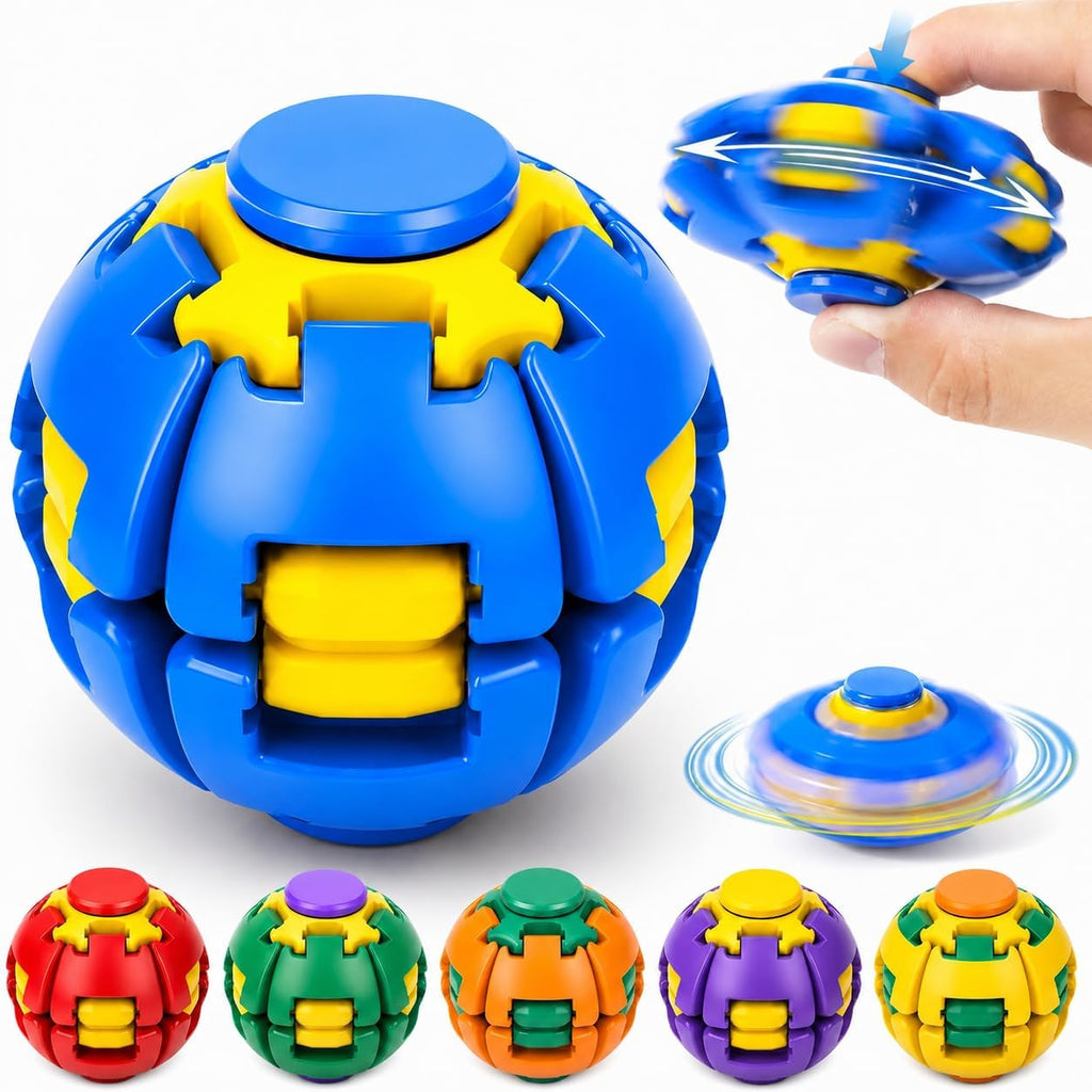Press to Spin Fidget Ball, 360° Rotating Fidget Spinner Ball, Quiet Sensory Stress Relief Toy for Adults, Kids & Students, Portable Pocket Size Toy for Office Desk