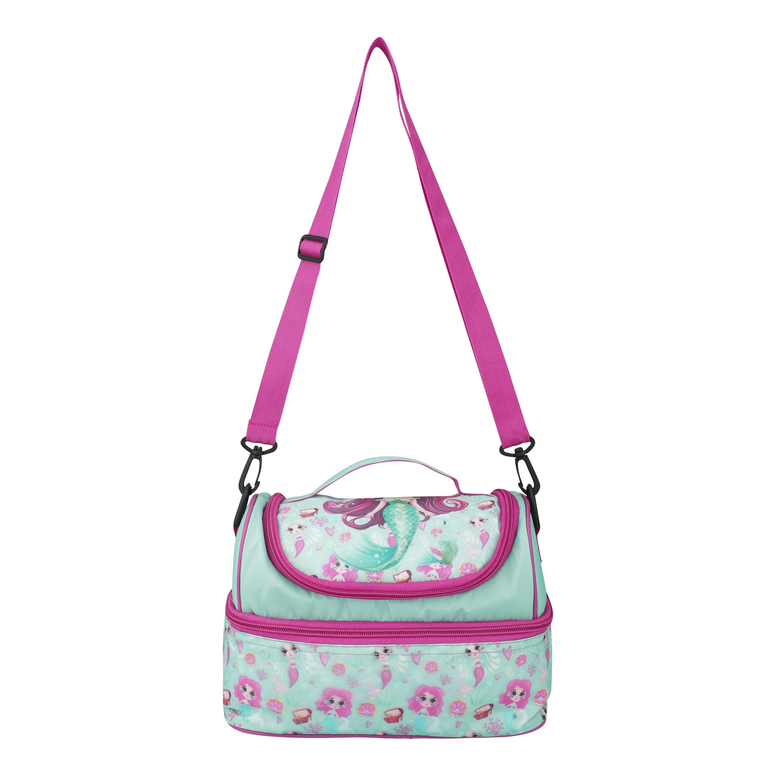 Double Insulated Tiffin Lunch Bag with Multi Zipper Pockets for School (Mermaid Blue)