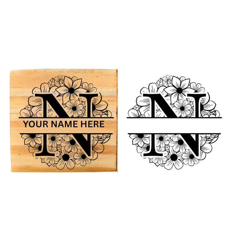 Personalised N Initial Wooden Book Stamp – 3.5 cm