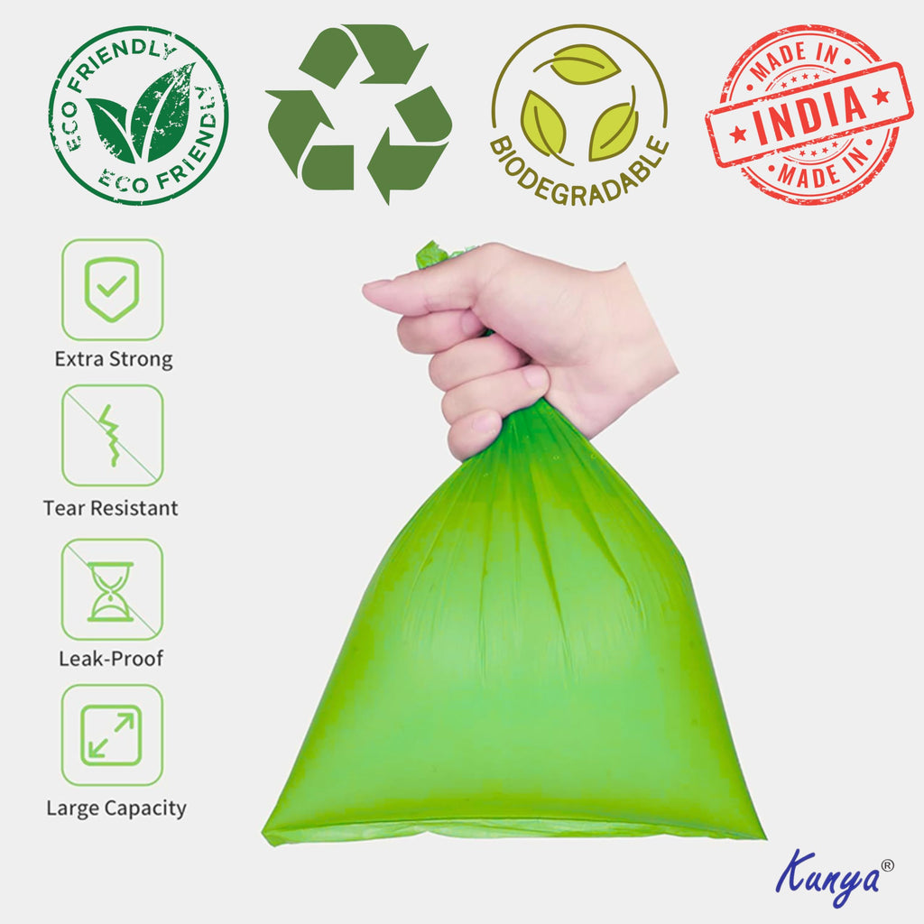 Kunya ® Baby Diaper Disposal Bags – 90 Bags (6 Refill Rolls x 15) | Biodegradable, Leak Proof & Odour Sealing Disposable Nappy Garbage Bags | For Home, Travel, Diaper Pail | Made in India
