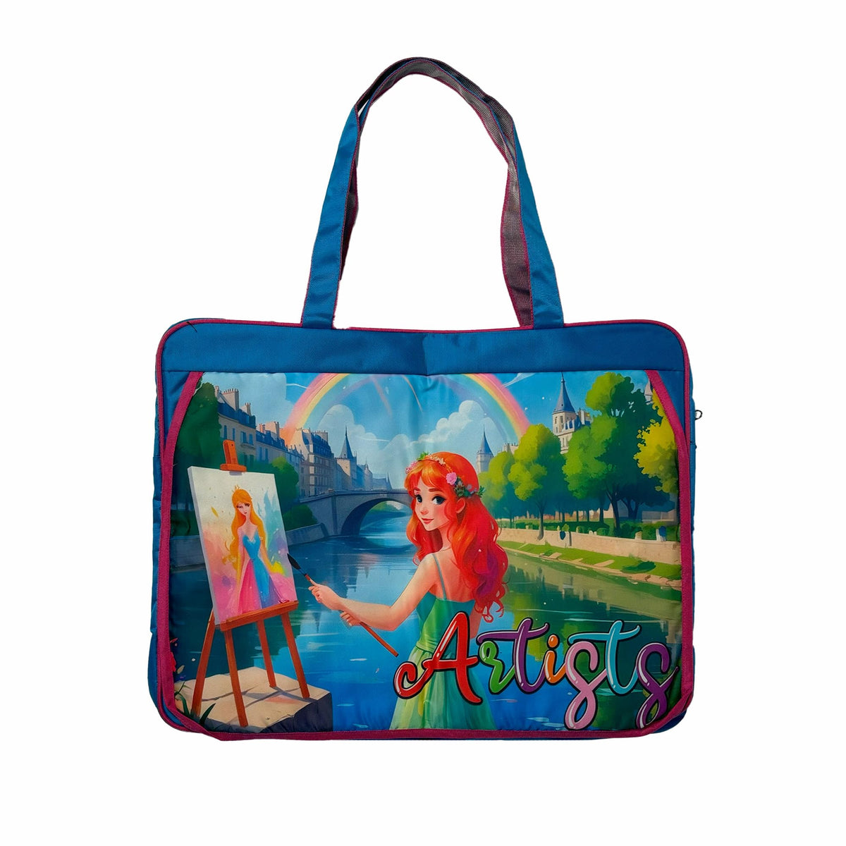 Mermaid A3 Size Drawing Activity Tote Carrying Bags With Multiple Pockets, Made Fro Artist and Drawing Kids Multi Layer  Multicolor