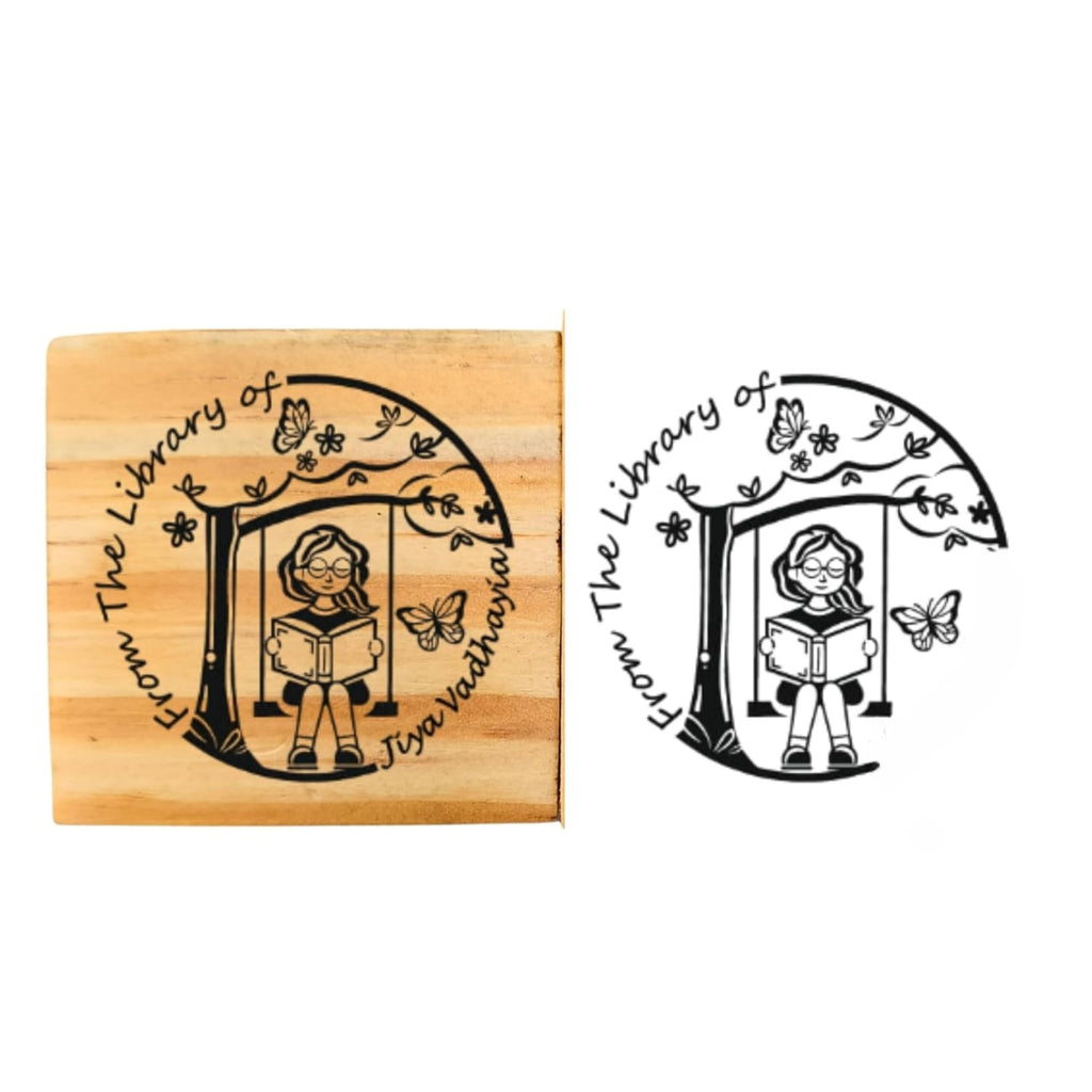 Personalised Kids Stamp with Your Name for School Book (3.5 cm Dia), customised for Stamping Books for Readers, Great Gift for booklovers, Kids, Scrap Book Journels