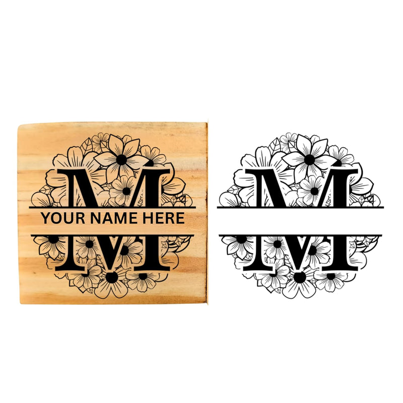 Personalised M Initial Wooden Book Stamp – 3.5 cm