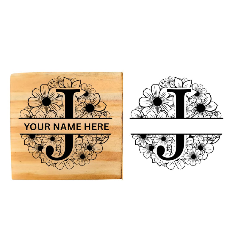 Personalised J Initial Wooden Book Stamp – 3.5 cm