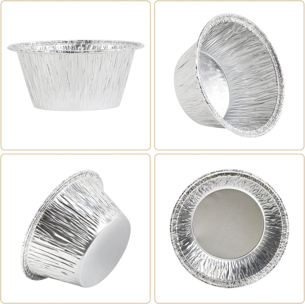 Kunya® Aluminium Foil Disposable Cups Baking Bake Muffin Choco Lava Cupcake Tin Mold Round, 100- Pieces