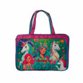 Polyester Blend A3 Size Drawing Activity Tote Carrying Bags With Multiple Pockets, Made Fro Artist and Drawing Kids Multi Layer (Twins Unicorn), Blue