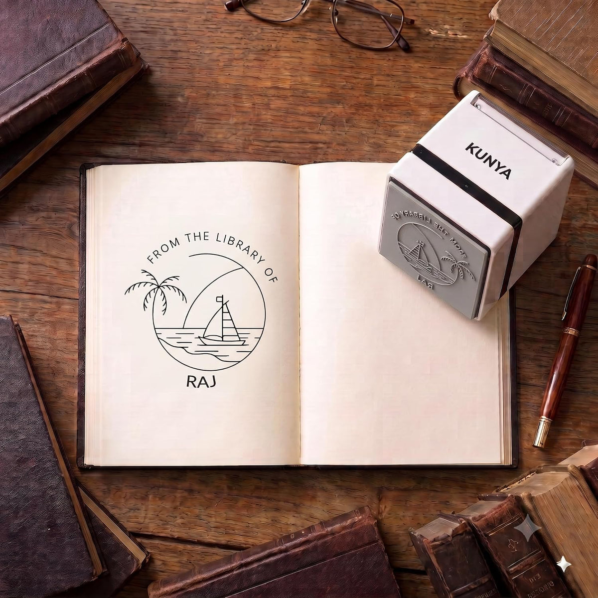 Personalised Beach Reader Self Inking Book Stamp