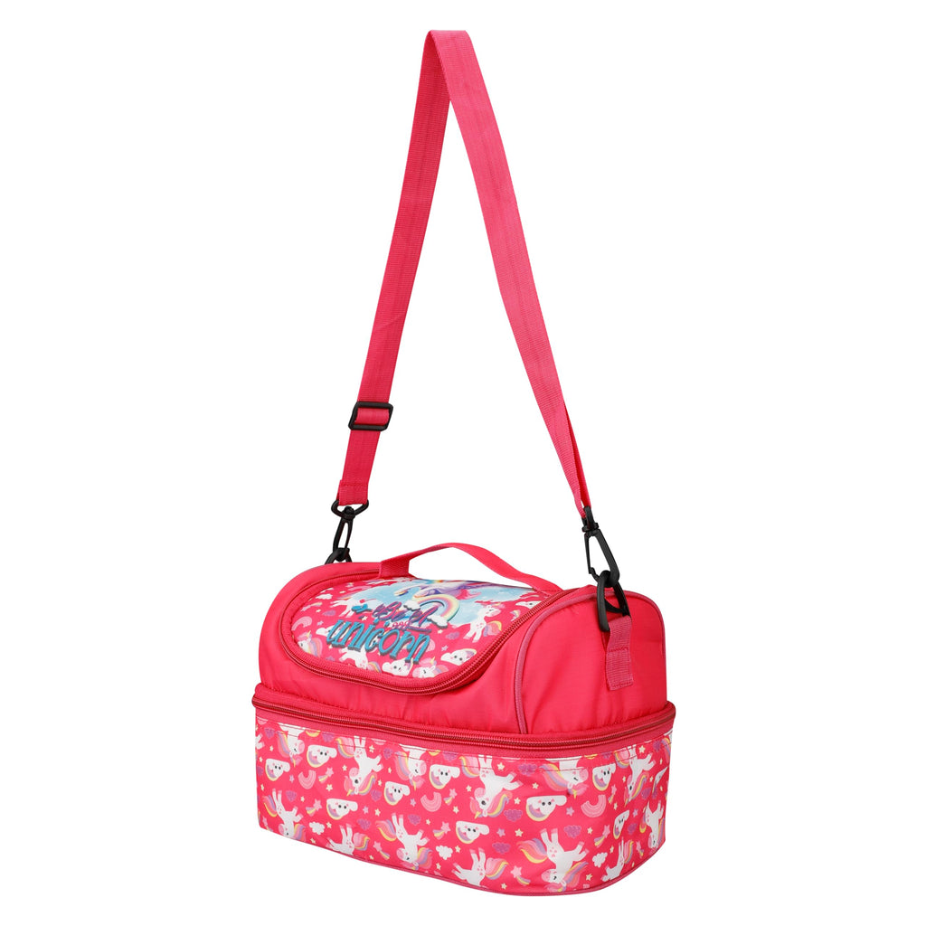 Ji and Ja® Multi Compartment Dual Slot Lunch Bag Double Insulated Tiffin Lunch Bag with Multi Zipper Pockets for School (Unicorn)