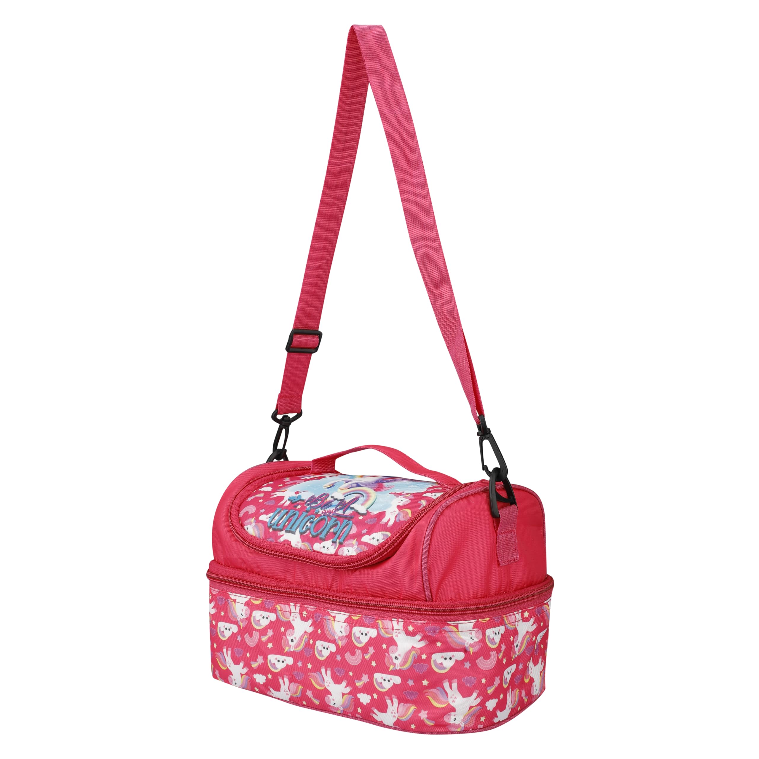 Double Insulated Tiffin Lunch Bag with Multi Zipper Pockets for School (Unicorn)