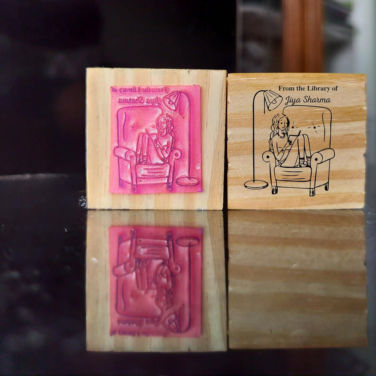 Personalised Night Reader Wooden Book Stamp