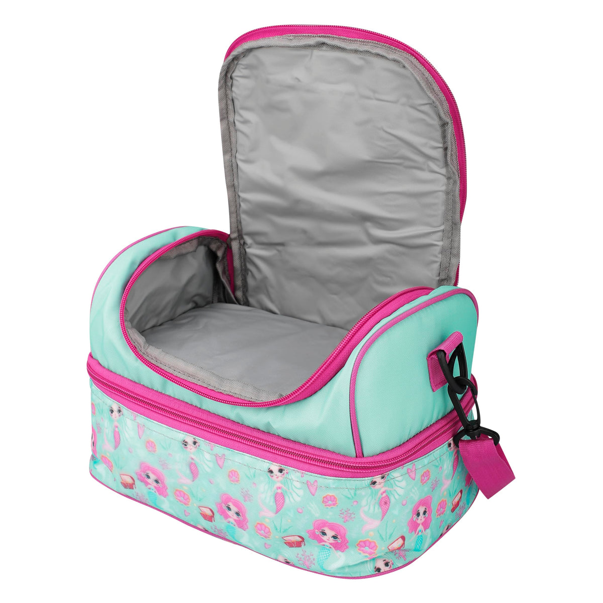 Double Insulated Tiffin Lunch Bag with Multi Zipper Pockets for School (Mermaid Blue)