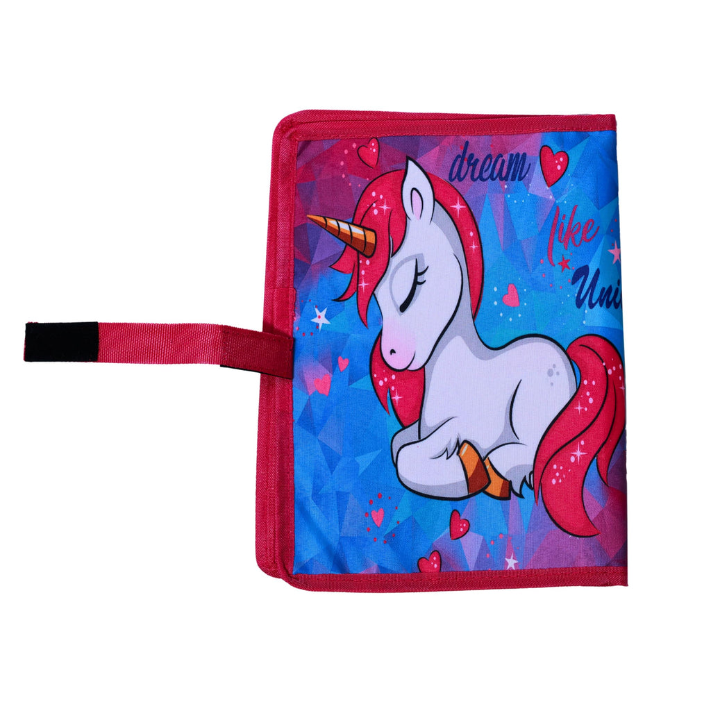 Unicorn Printed Roll-Up Place mat for Kids – Roll able Nylon Dinner Mat with Cutlery Pockets
