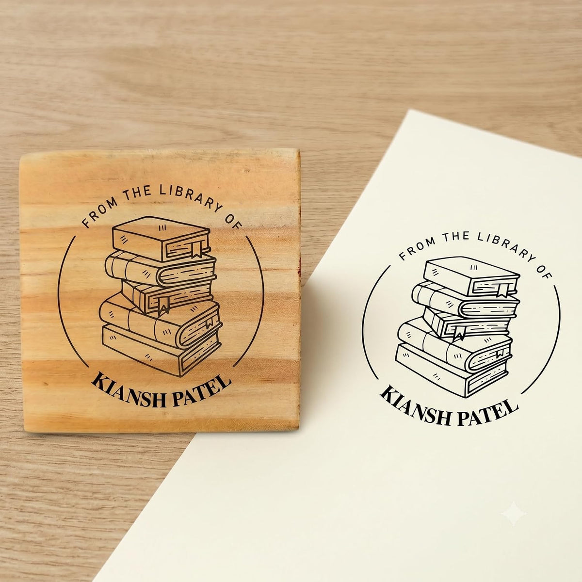Personalised B Initial Wooden Book Stamp – 3.5 cm