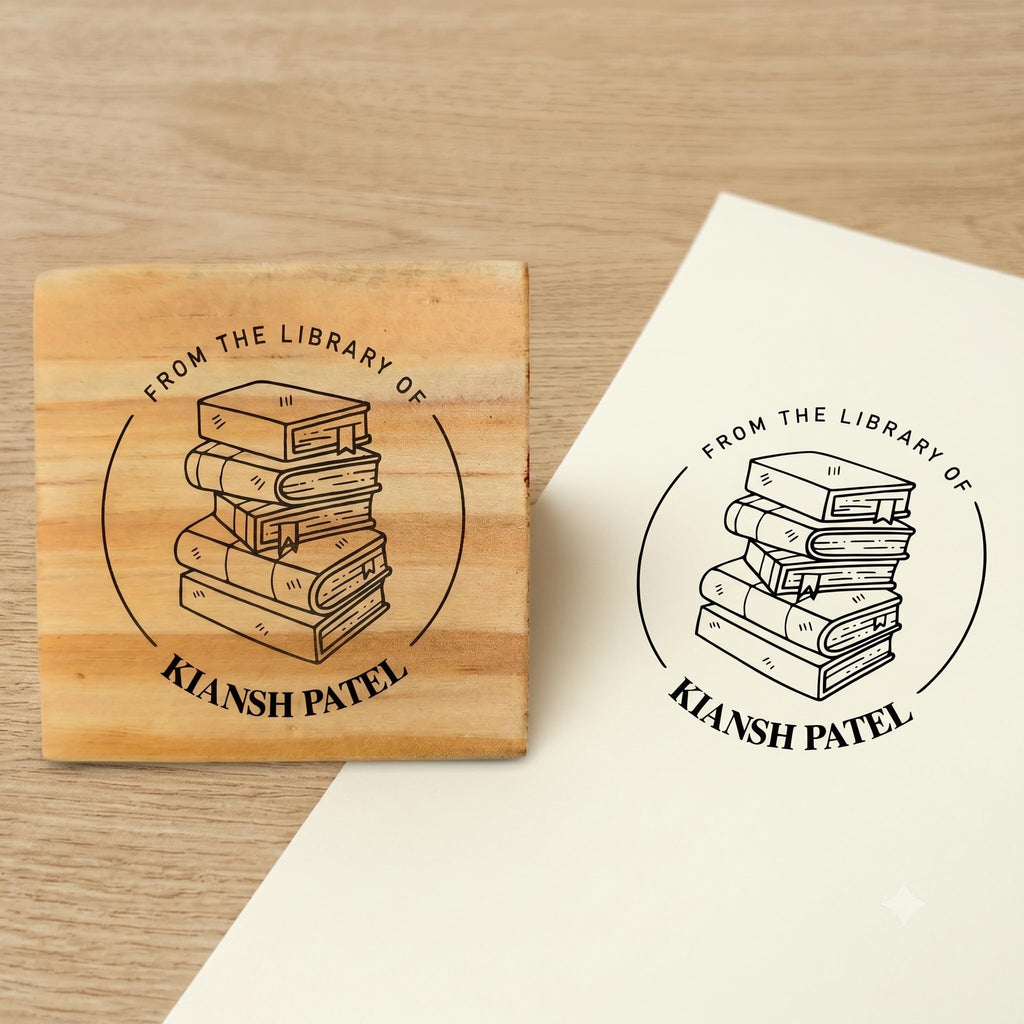 Personalised Kids Stamp with Your Name for School Book (3.5 cm Dia), customised for Stamping Books for Readers, Great Gift for booklovers, Kids, Scrap Book Journels