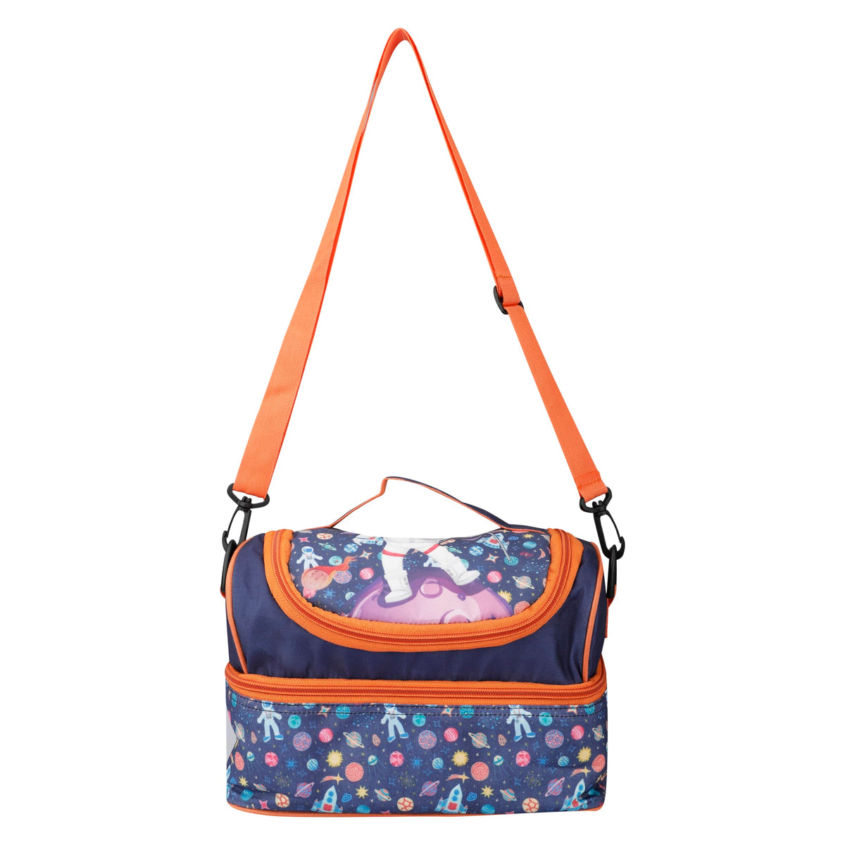 Double Insulated Tiffin Lunch Bag with Multi Zipper Pockets for School (Space Blue)