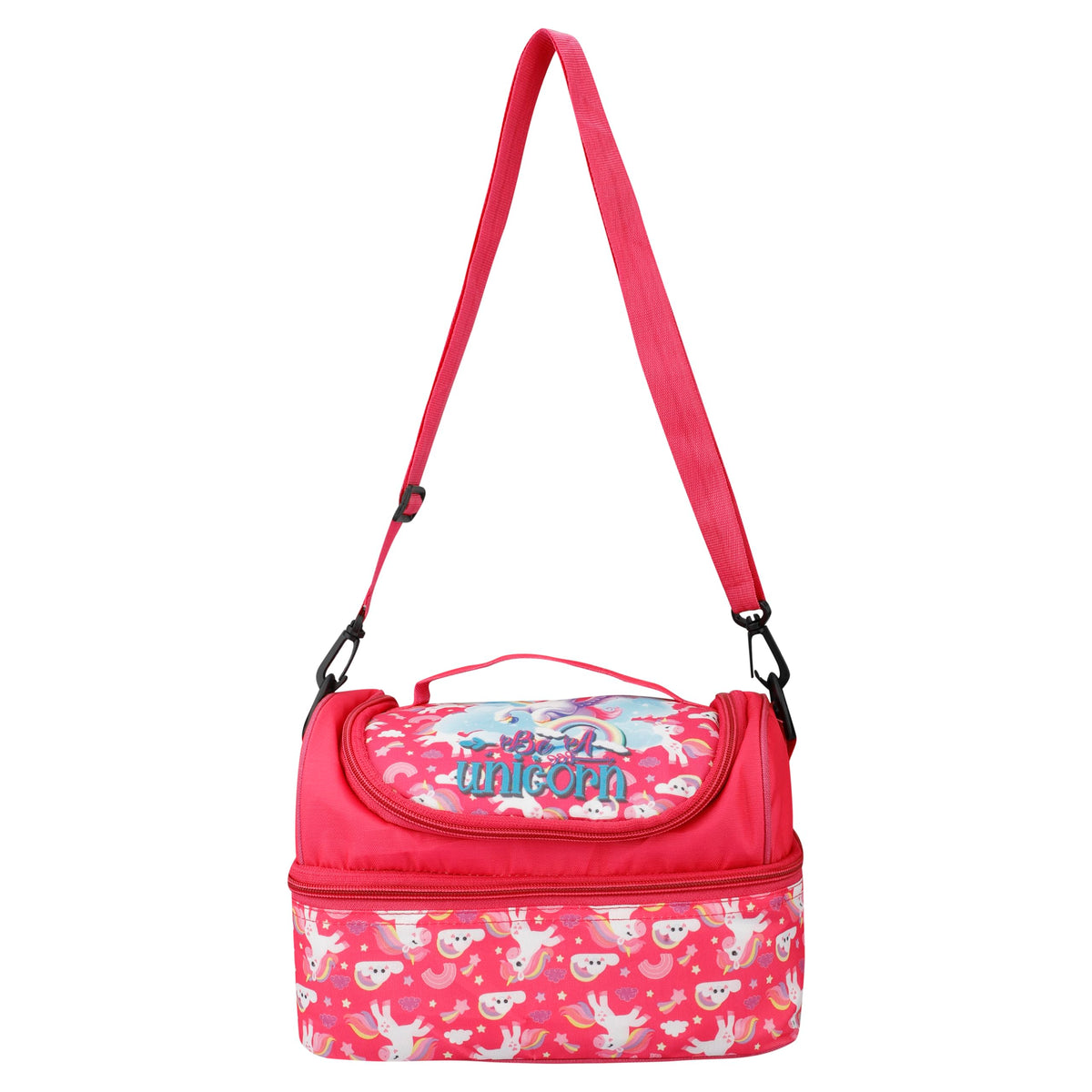 Double Insulated Tiffin Lunch Bag with Multi Zipper Pockets for School (Unicorn)