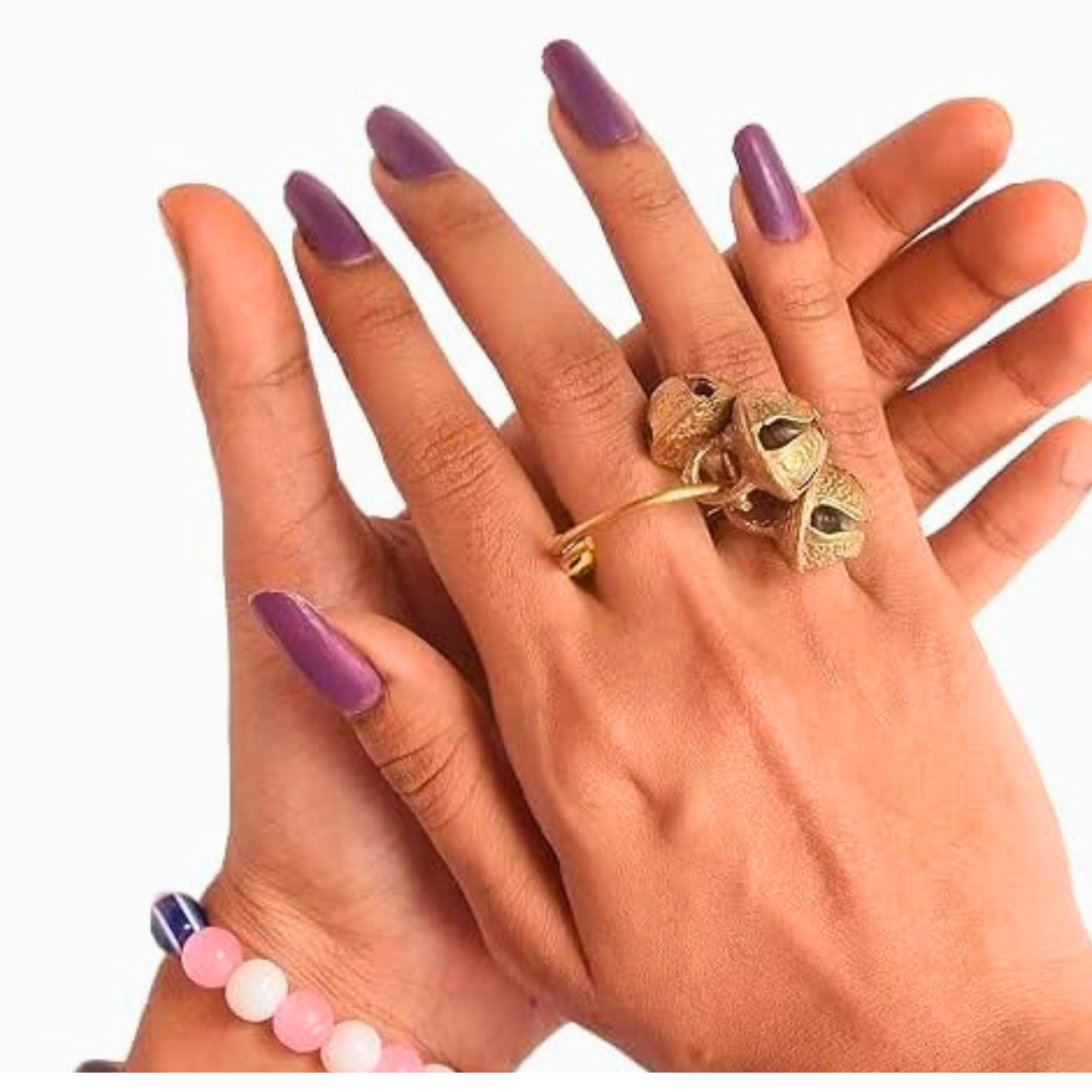Finger Ring Clapping Ghungroo Golden Silver Kadi Anguthi Brass Small Bells finger cymbals for Bhajan Lord Goddess God Ganesh Ganapati Pooja Aarti (2)