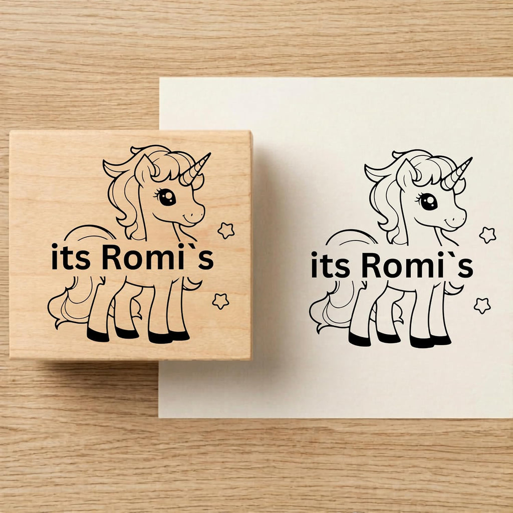 Personalised Unicorn Wooden Book Stamp