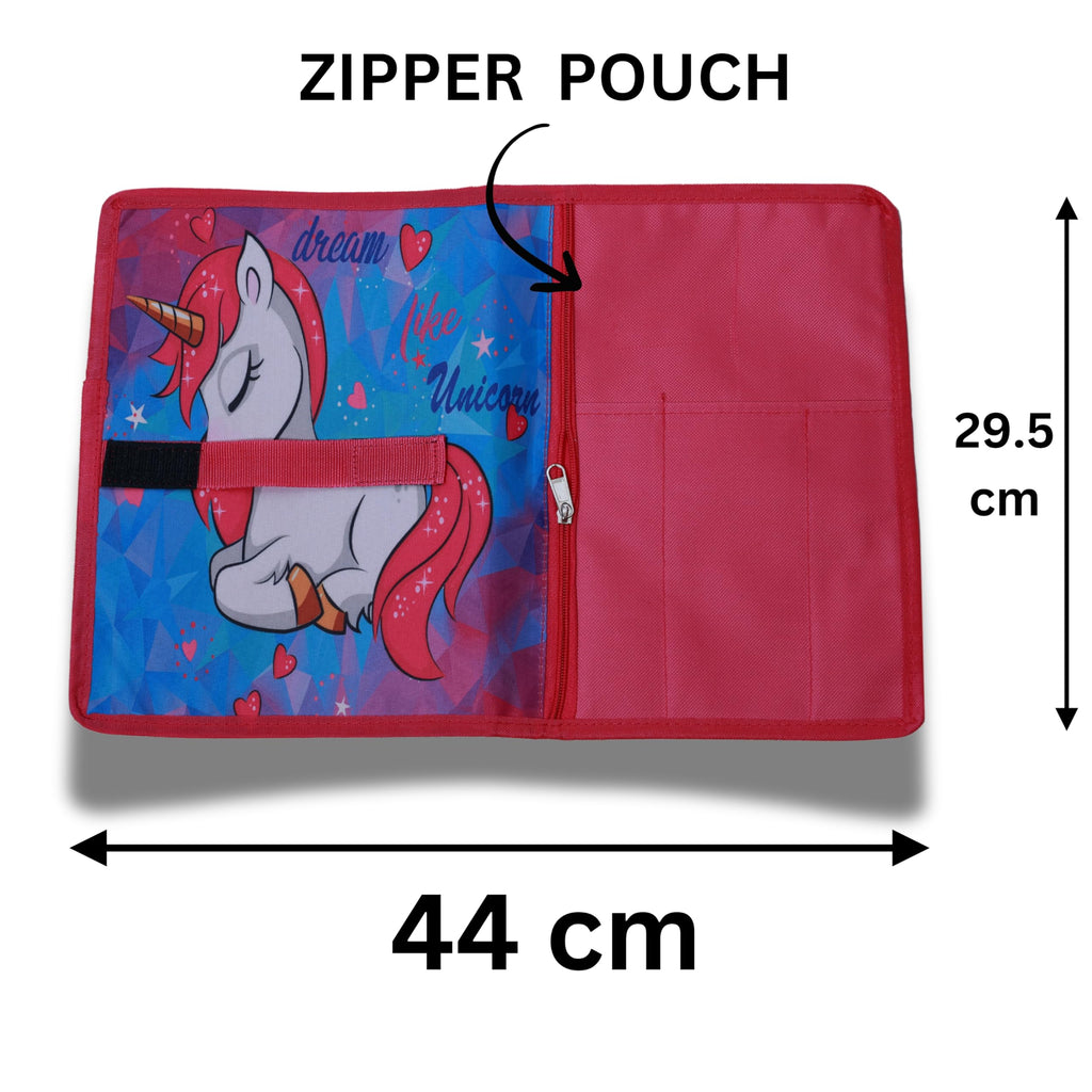 Unicorn Printed Roll-Up Place mat for Kids – Roll able Nylon Dinner Mat with Cutlery Pockets
