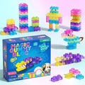 Sensory Soft Magic Gummy Building Blocks Squishy Stacking Toy Set 24 PCS- Age 3+ Squeezable Stretchable Montessori Learning Creative Play Puzzle Blocks for Toddlers & Kids