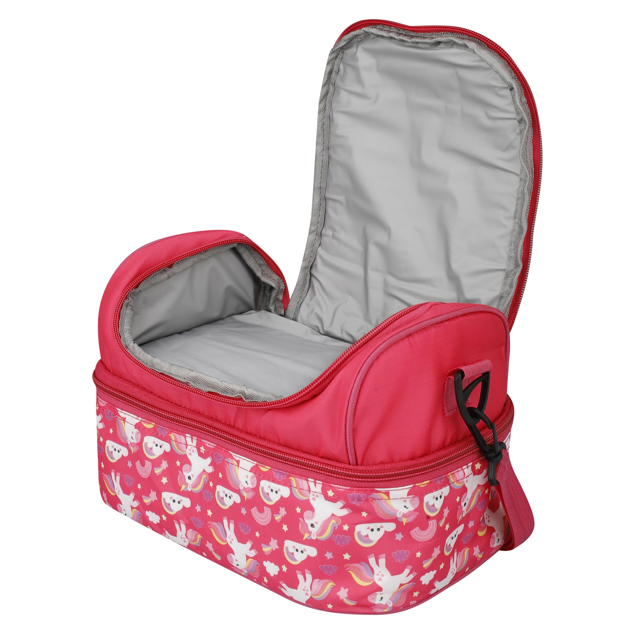 Double Insulated Tiffin Lunch Bag with Multi Zipper Pockets for School (Unicorn)
