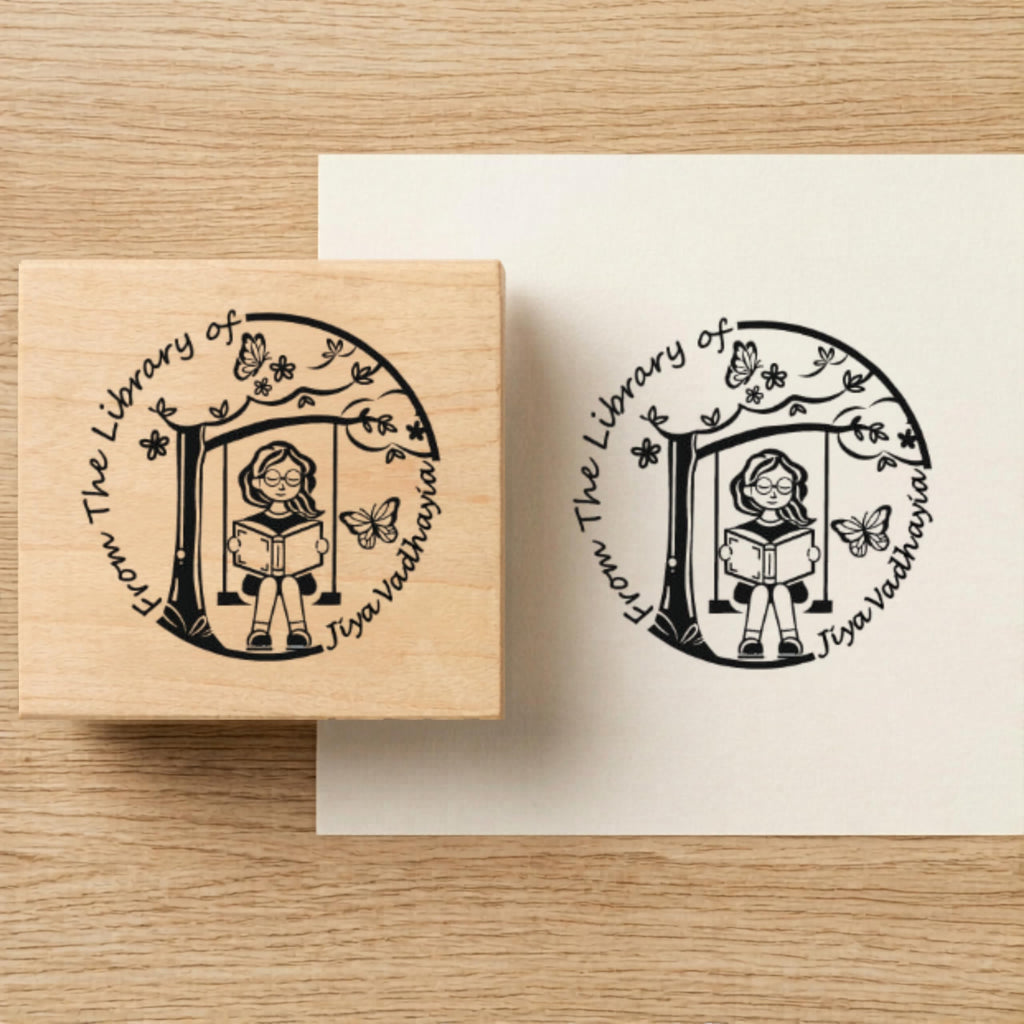 Personalised Kids Stamp with Your Name for School Book (3.5 cm Dia), customised for Stamping Books for Readers, Great Gift for booklovers, Kids, Scrap Book Journels