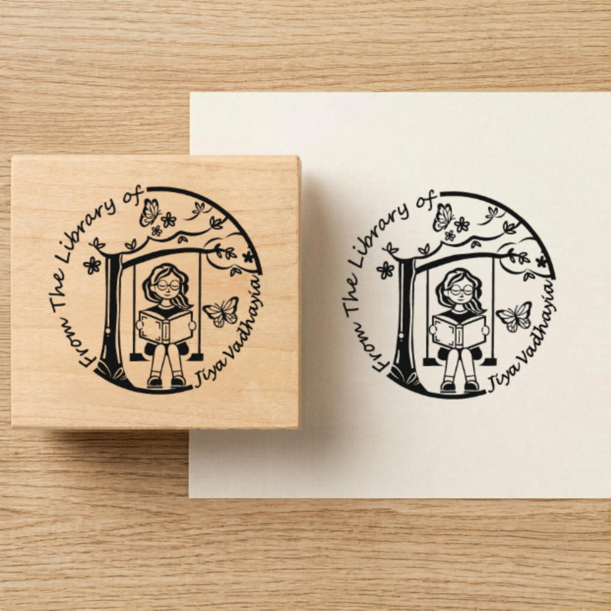 Personalised Kids Stamp with Your Name for School Book (3.5 cm Dia), customised for Stamping Books for Readers, Great Gift for booklovers, Kids, Scrap Book Journels