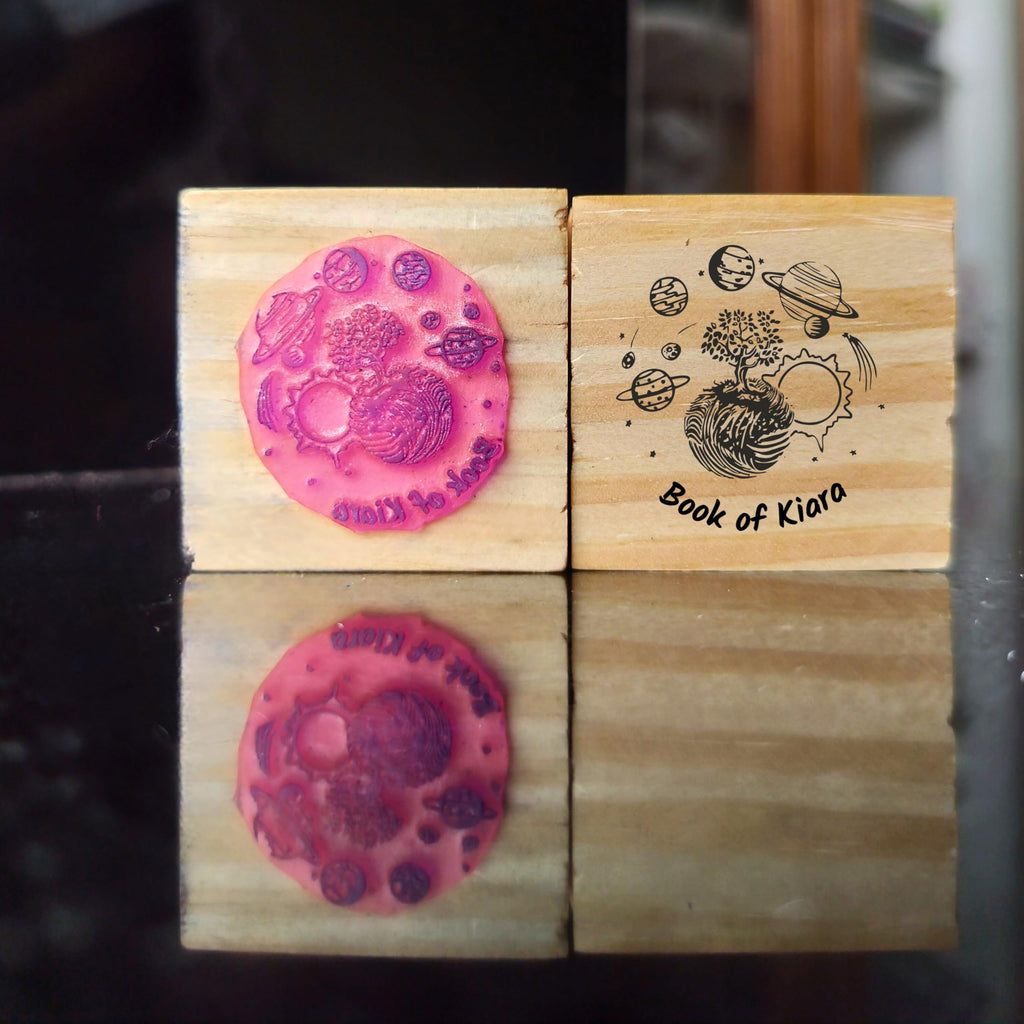 Personalised Book Stamp with Your Name(3.5 cm Dia), customised for Stamping Books for Readers, Great Gift for booklovers, Kids, Teachers (Sapce Dreamer)