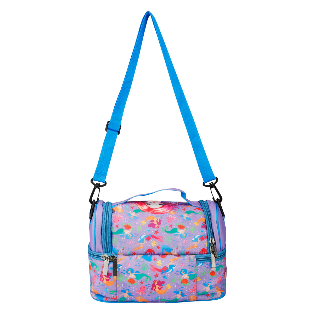 Double Insulated Lunch Bag with Multi Zipper Pockets for School (Mermaid Purple)