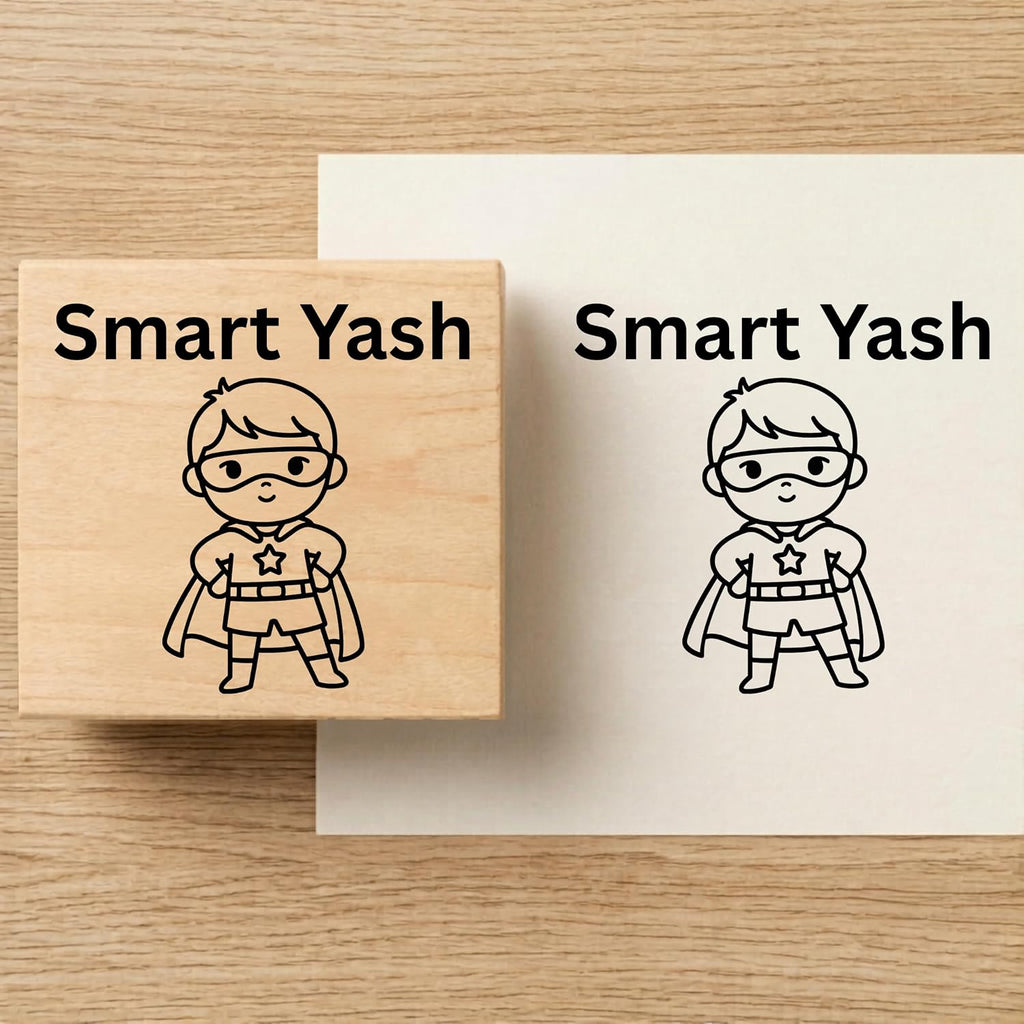 Personalised Super Hero Wooden Book Stamp