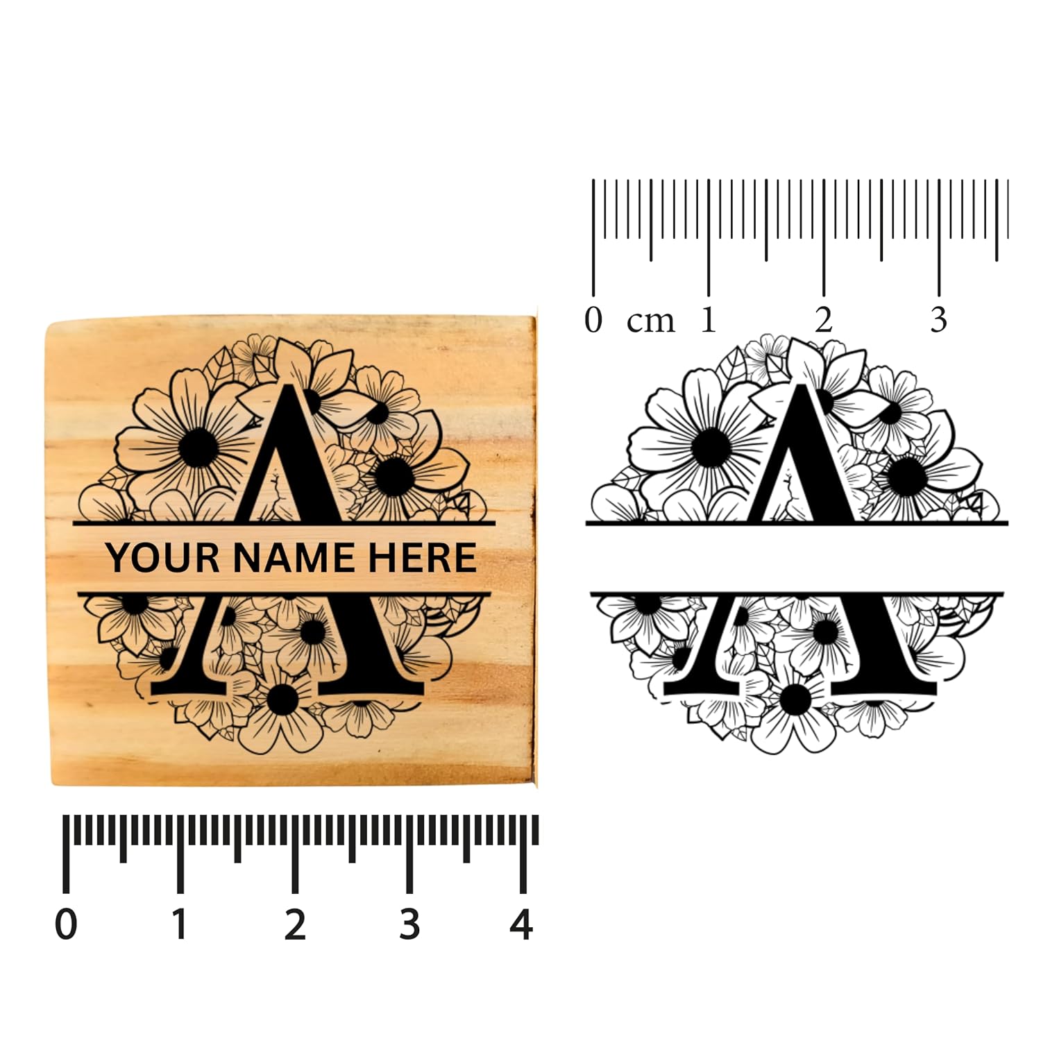 Personalised V INITIAL STAMP Wooden Book Stamp