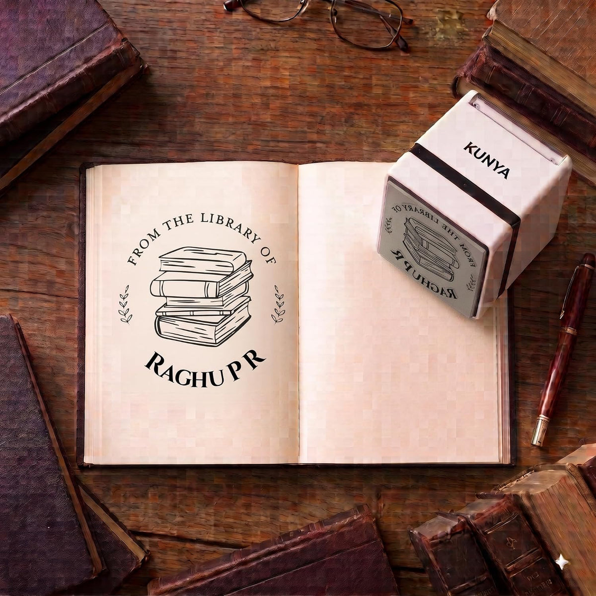 Personalised Classic Library Self-Inking Book Stamp – 3.5 cm