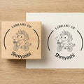 Personalised Unicorn Circle Wooden Book Stamp
