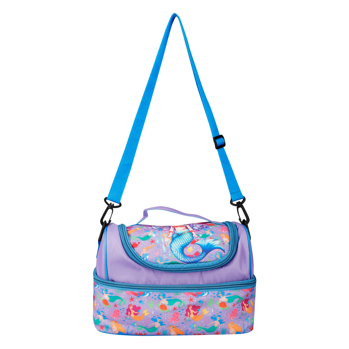Double Insulated Lunch Bag with Multi Zipper Pockets for School (Mermaid Purple)