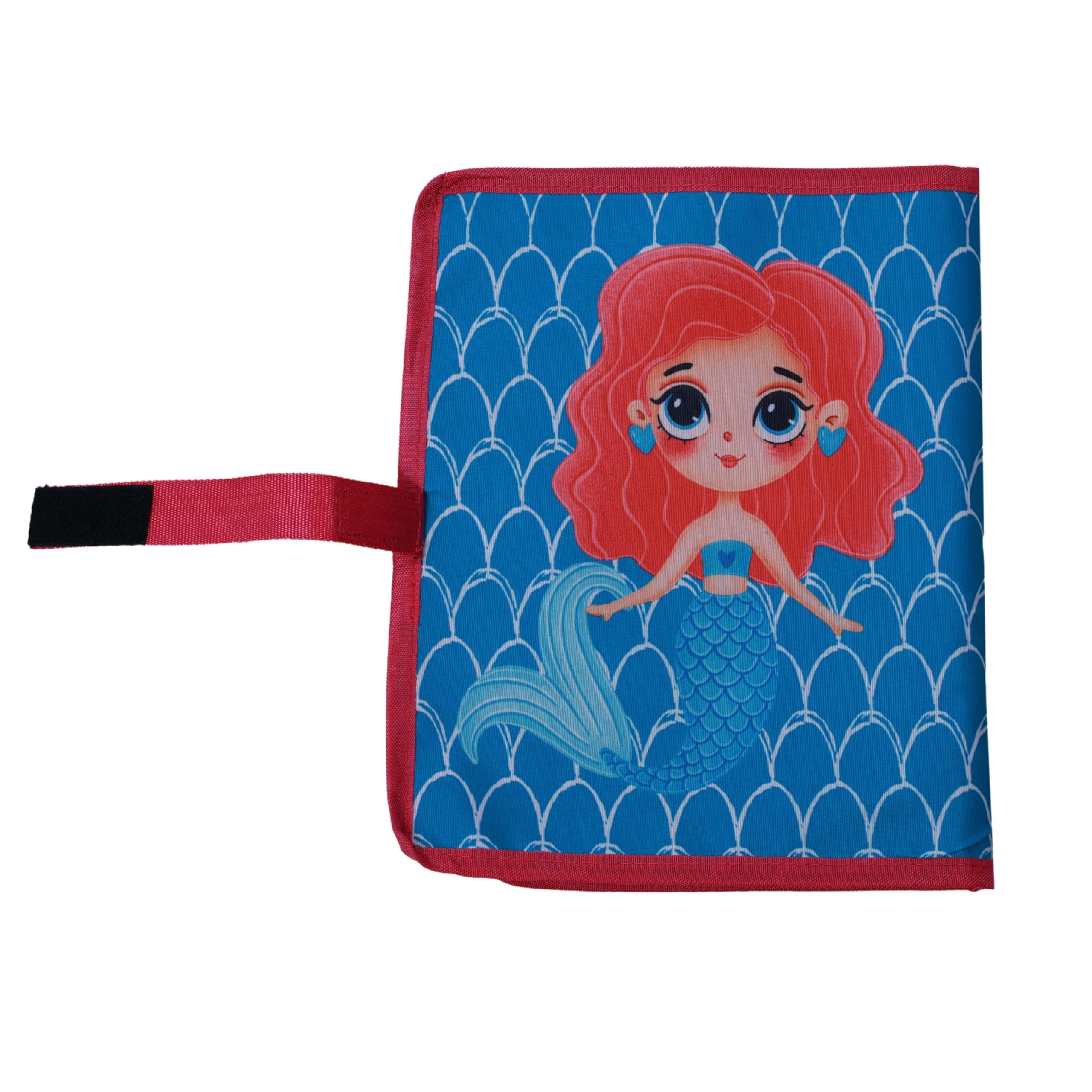 Mermaid  Printed Roll-Up Place mat for Kids – Roll able Nylon Dinner Mat with Cutlery Pockets