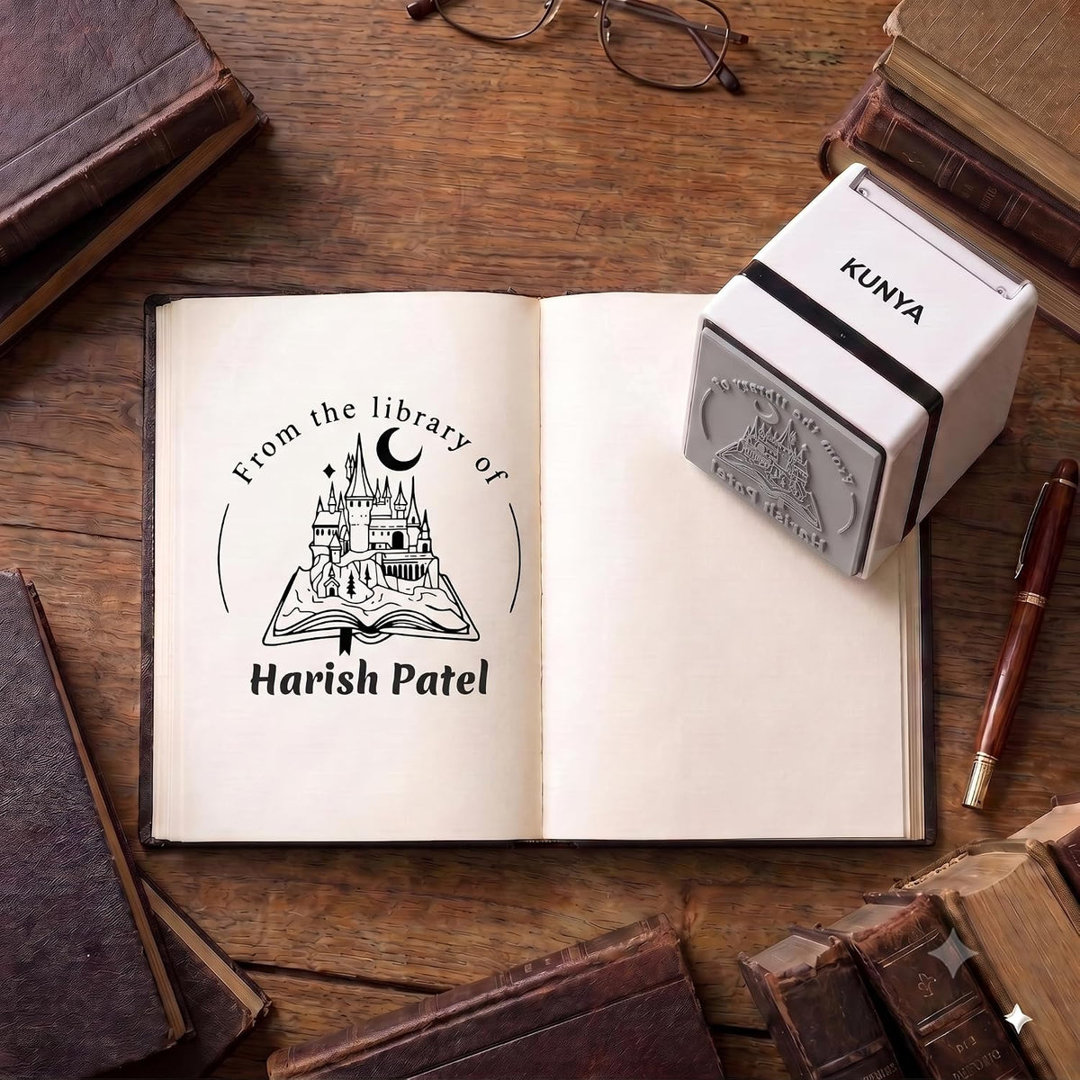 Personalised Magical Castle Self Inking Book Stamp