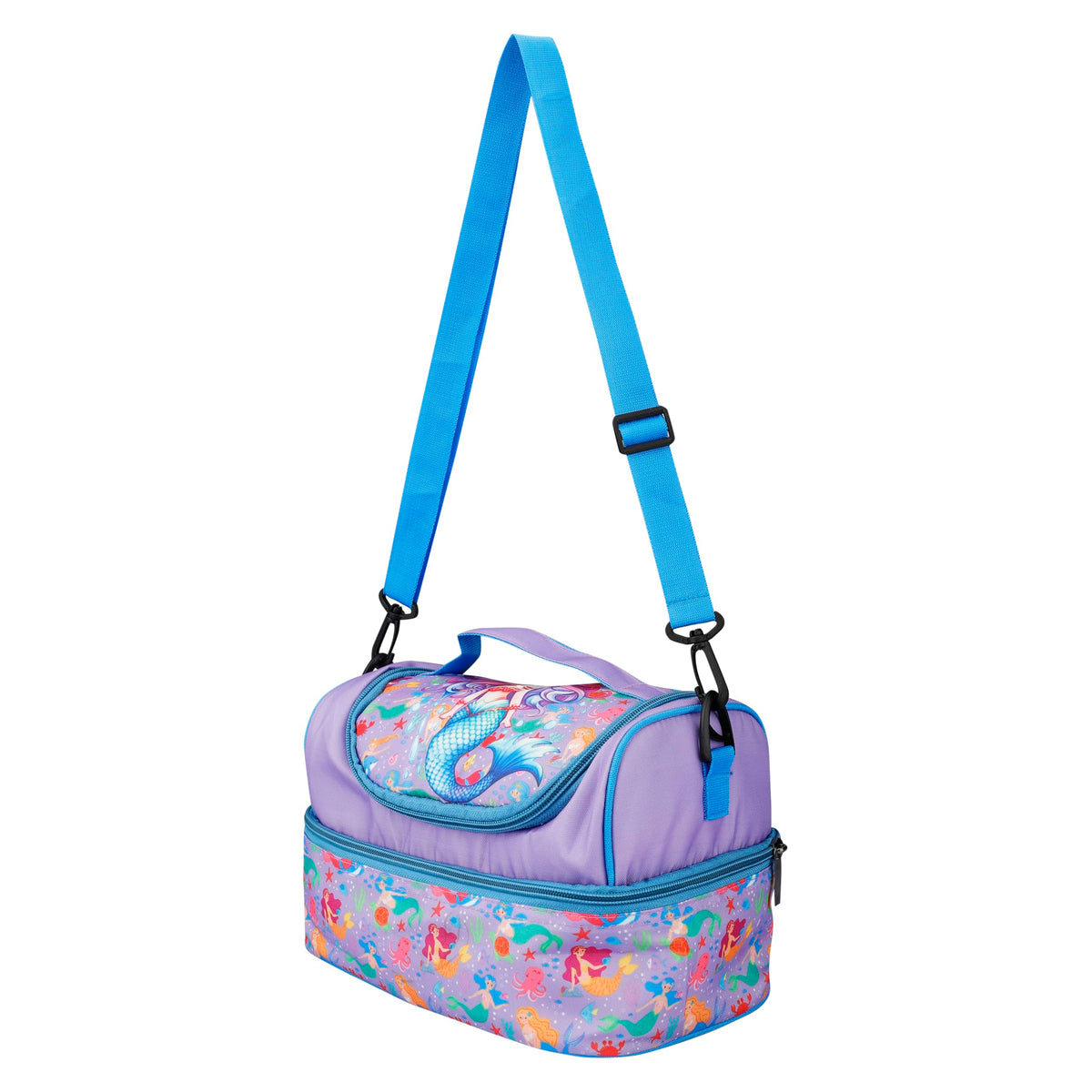 Double Insulated Lunch Bag with Multi Zipper Pockets for School (Mermaid Purple)