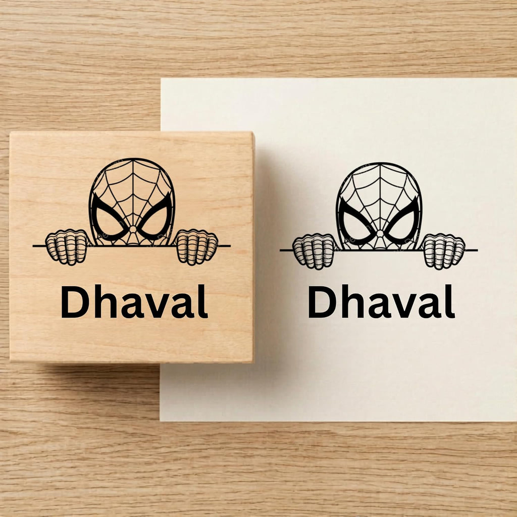 Personalised Web Mask Wooden Book Stamp