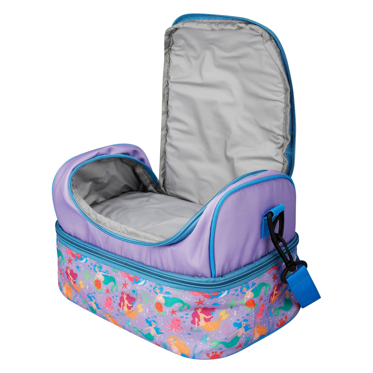 Double Insulated Lunch Bag with Multi Zipper Pockets for School (Mermaid Purple)