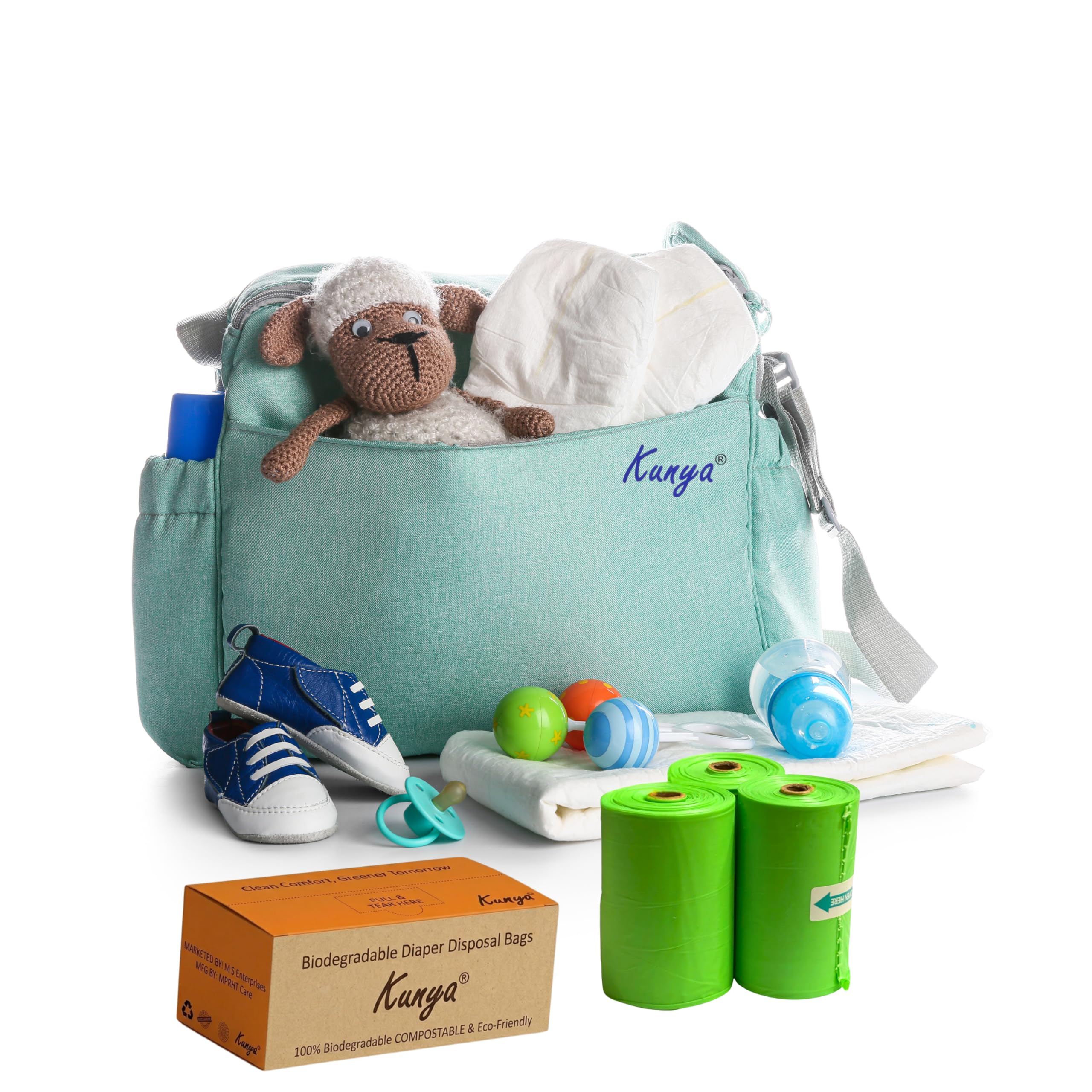 Kunya ® Baby Diaper Disposal Bags – 90 Bags (6 Refill Rolls x 15) | Biodegradable, Leak Proof & Odour Sealing Disposable Nappy Garbage Bags | For Home, Travel, Diaper Pail | Made in India